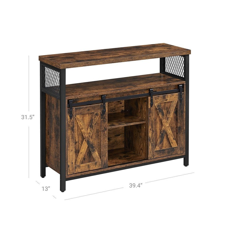 Home Brown Buff Sideboard Storage with Sliding Doors Q7T9