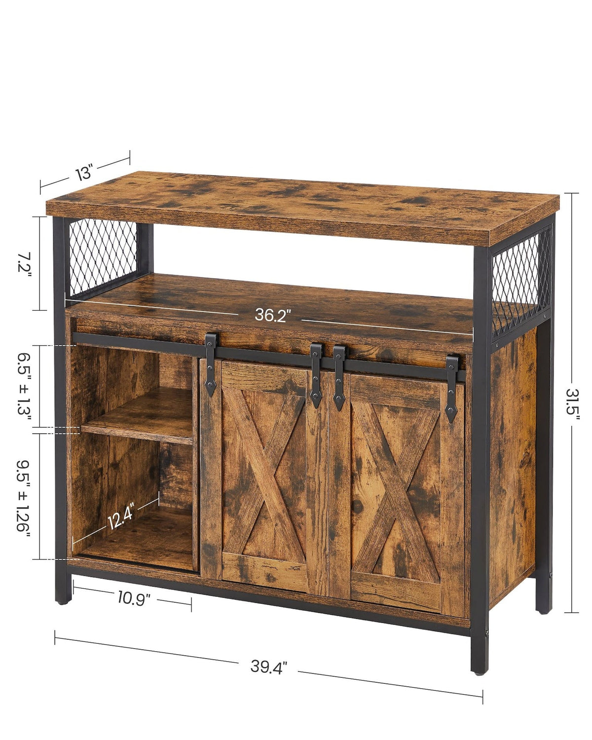 Home Brown Buff Sideboard Storage with Sliding Doors Q7T9 - product image 4