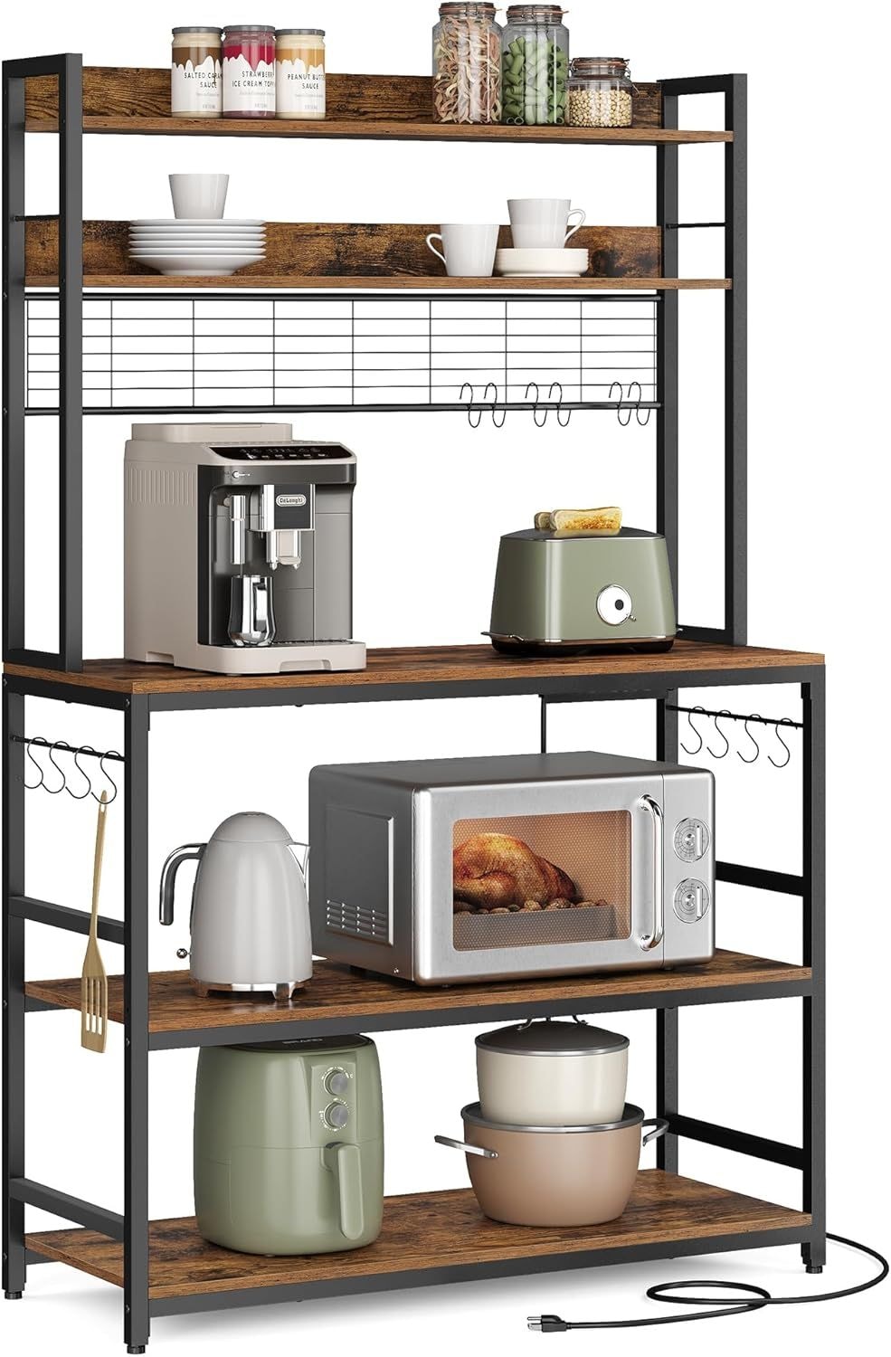 Home Rustic Brown Baker's Rack with 4 AC Outlets R2T6 - product image 2
