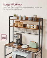 Home Rustic Brown Baker's Rack with 4 AC Outlets R2T6 - product image 3