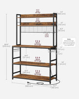 Home Rustic Brown Baker's Rack with 4 AC Outlets R2T6 - product image 5