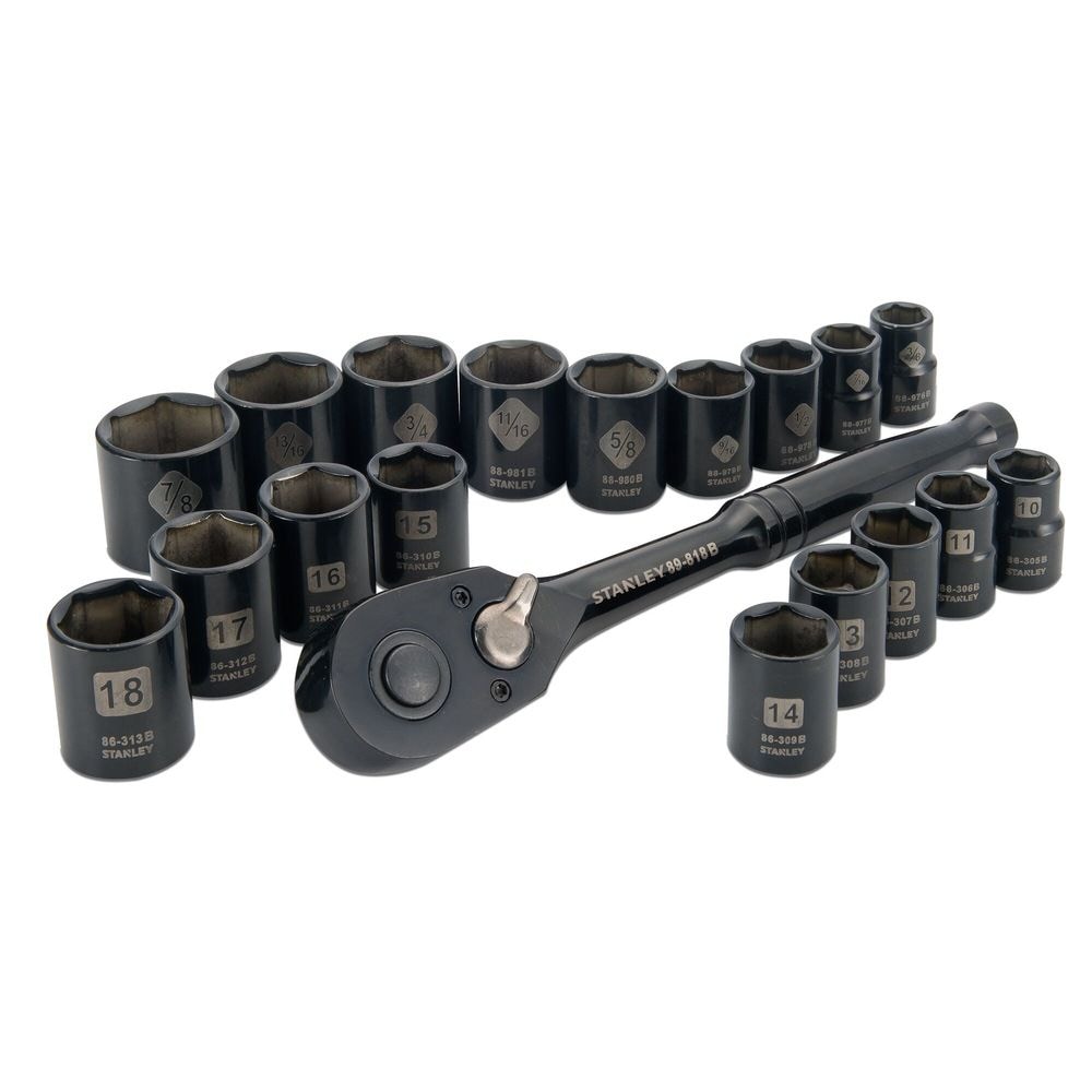 Professional Grade Black Chrome Socket Set, 19-pc, SAE/Metric Z5C7 - product image 4