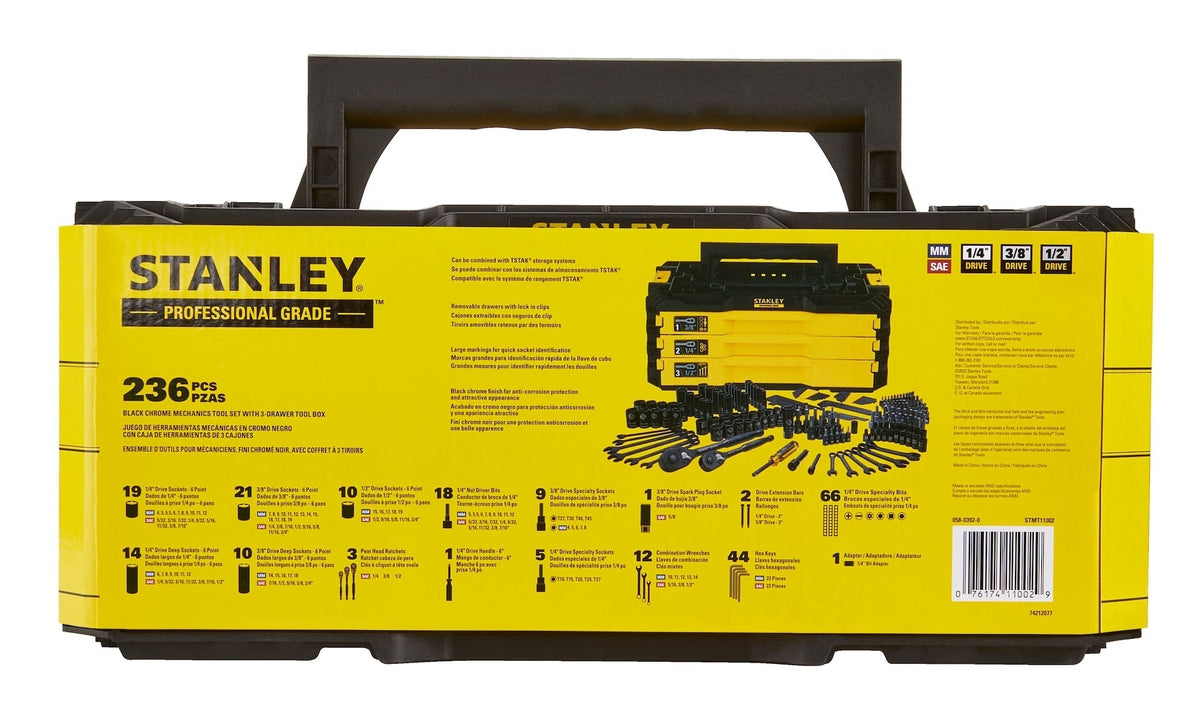 Professional Grade Black Chrome Socket Set, SAE/Metric, 236-pc X4H8 - product image 7