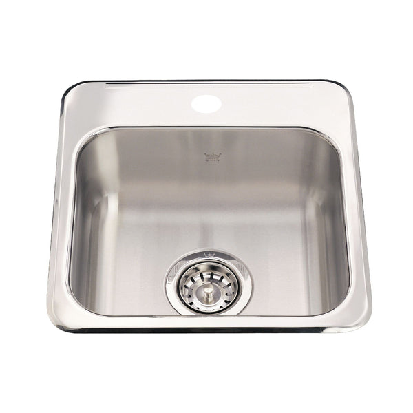 Steel Queen Drop-In 1-Hole Stainless Steel Sink, 15x15-in I7O8