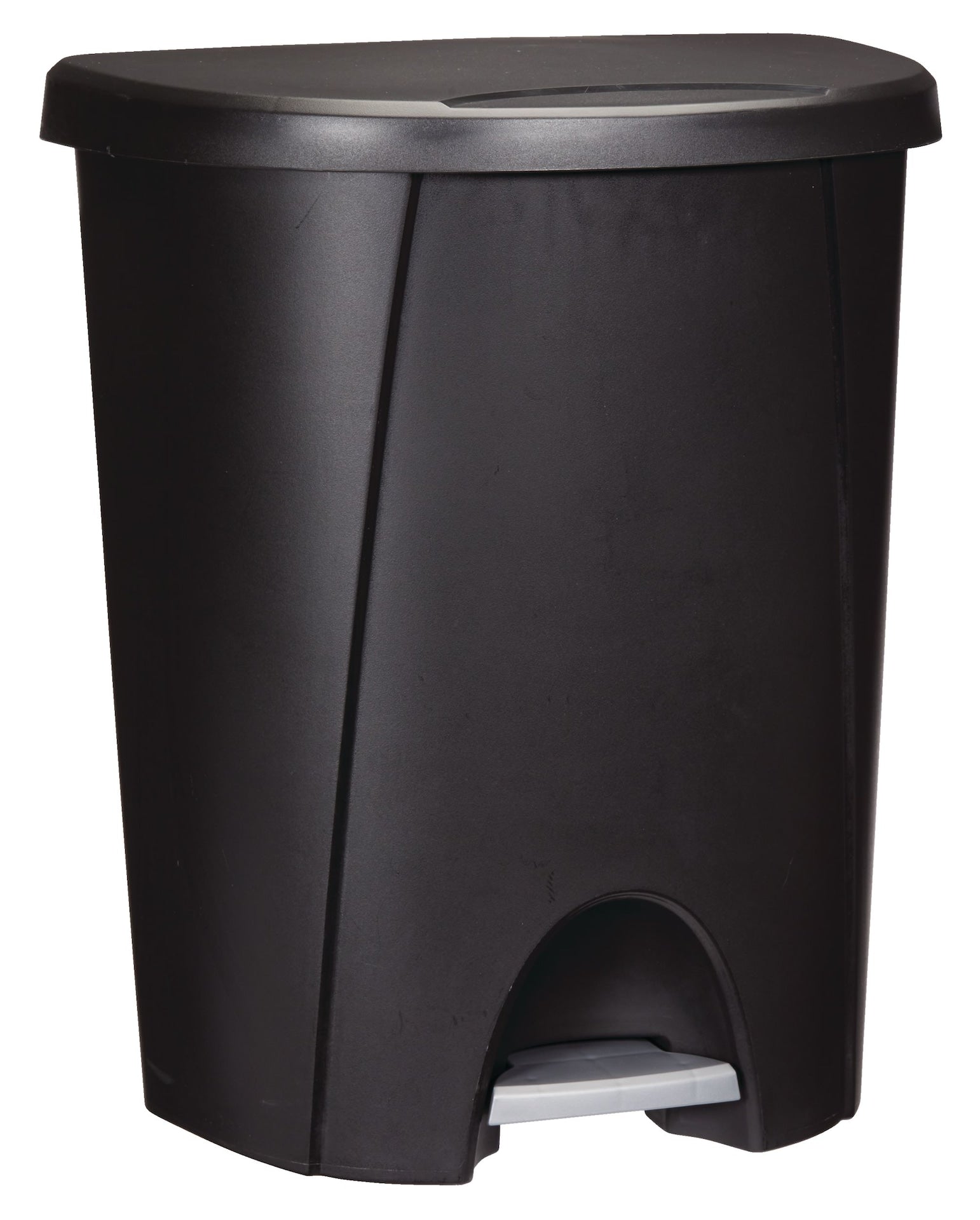 Plastic D-Shaped Step Garbage Can, Black, 25-L J4K5 - product image 1