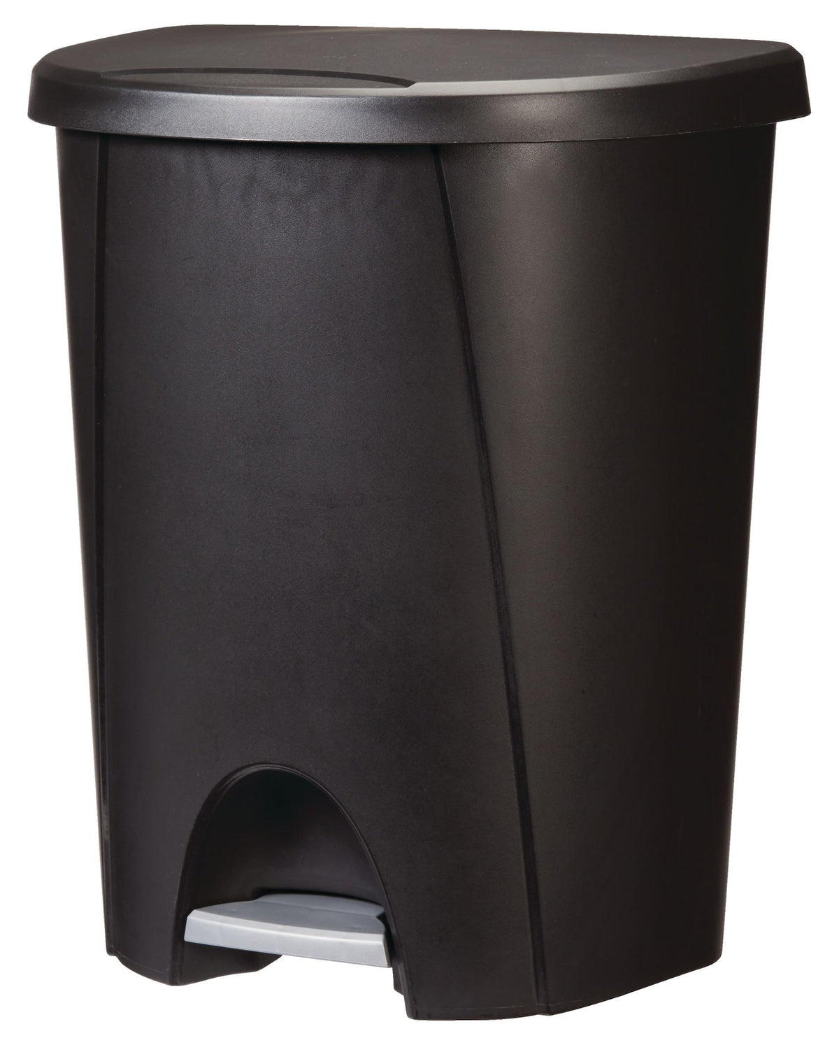 Plastic D-Shaped Step Garbage Can, Black, 25-L J4K5 - product image 2
