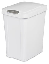 Plastic Rectangular Springloaded Touch Top Garbage Can, White, 28-L E4Z5 - product image 1