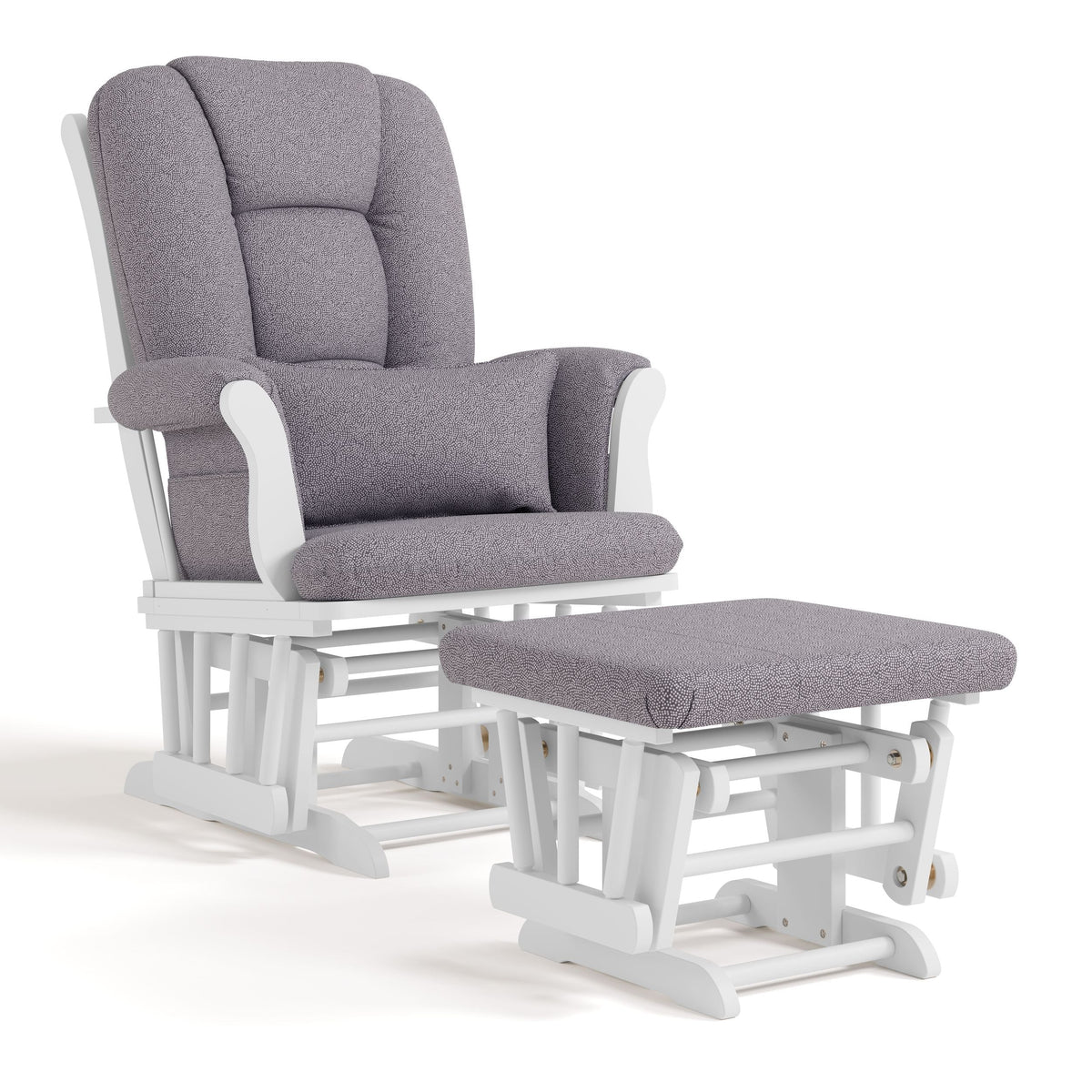Tuscany Glider & Ottoman Set with Matching Lumbar Cushion, White with Grey Swirl F7H4 - product image 1