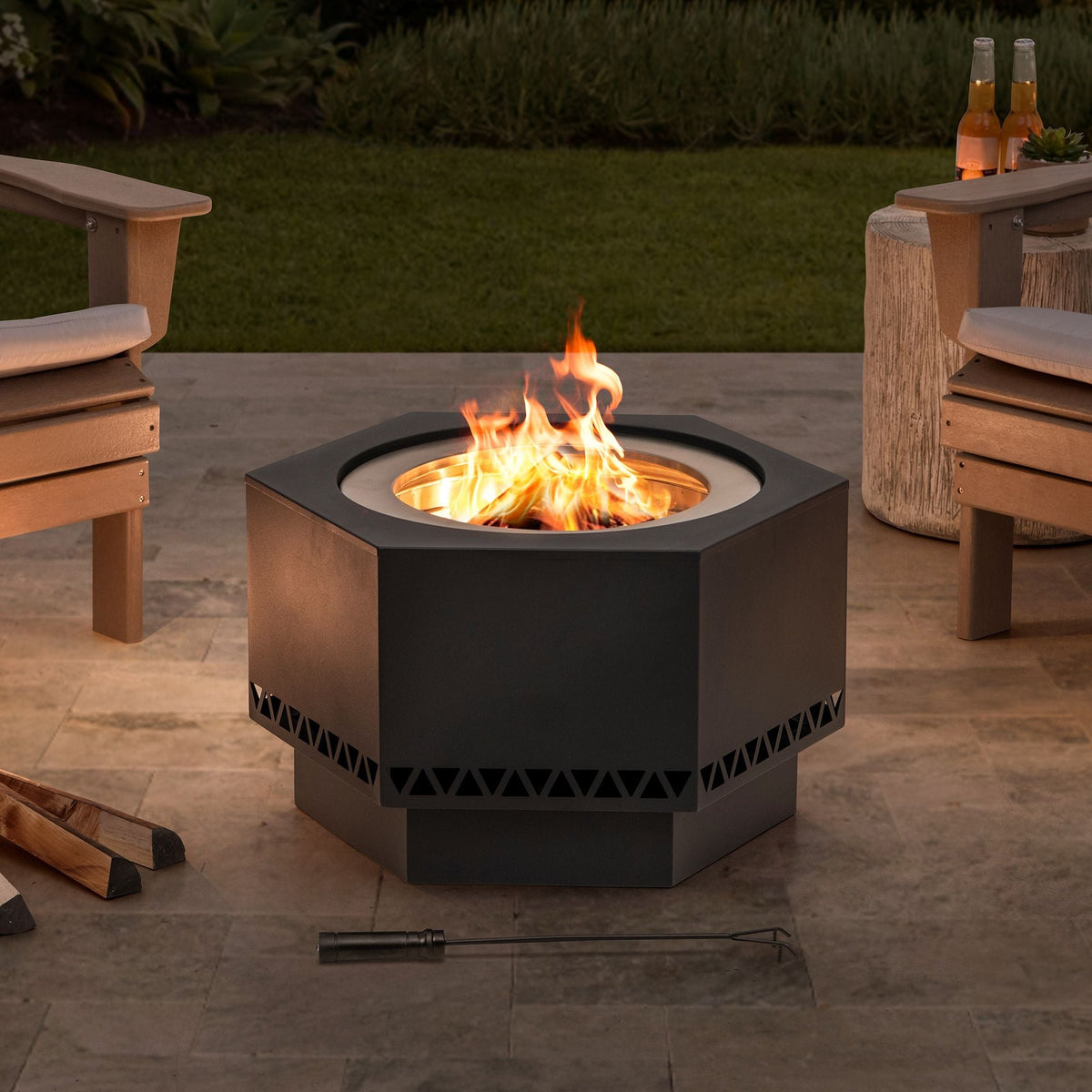 Lawrence Hexagonal Low Smoke Firepit, 28-in O4J4 - product image 4