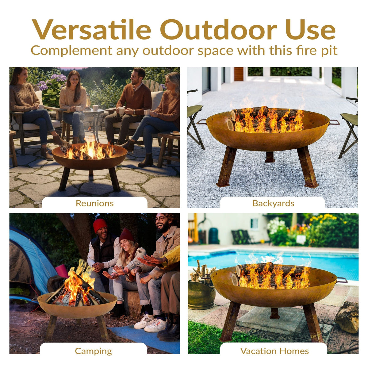 Decor Rustic Cast Iron Fire Bowl, 30-in N3B3 - product image 3