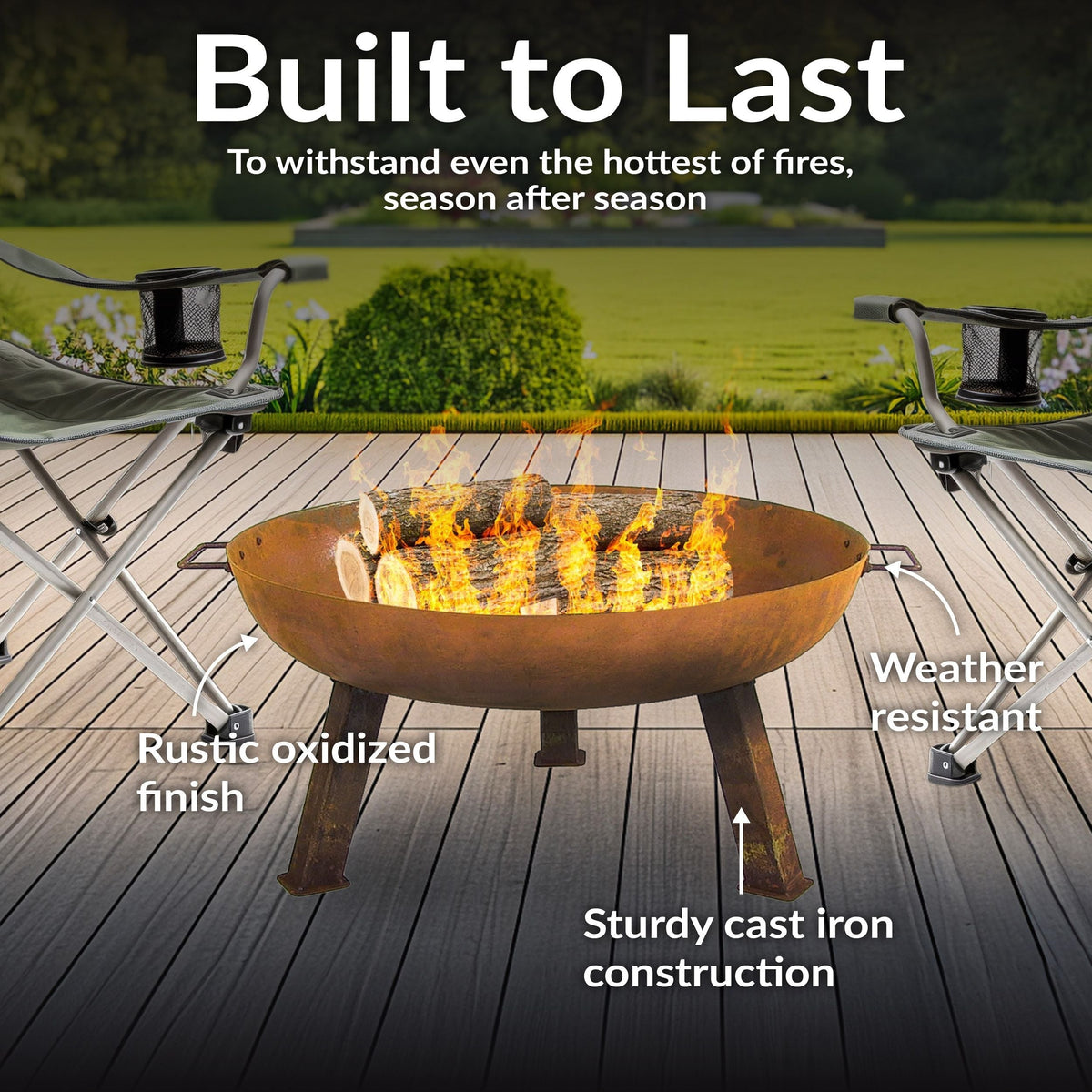 Decor Rustic Cast Iron Fire Bowl, 30-in N3B3 - product image 4