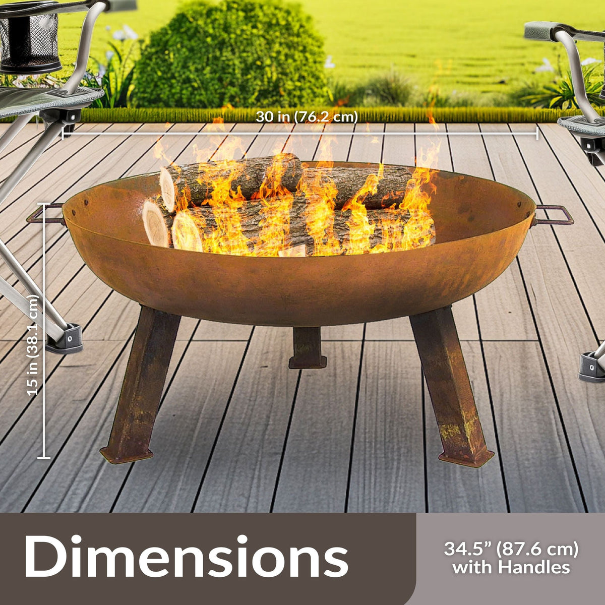 Decor Rustic Cast Iron Fire Bowl, 30-in N3B3 - product image 7