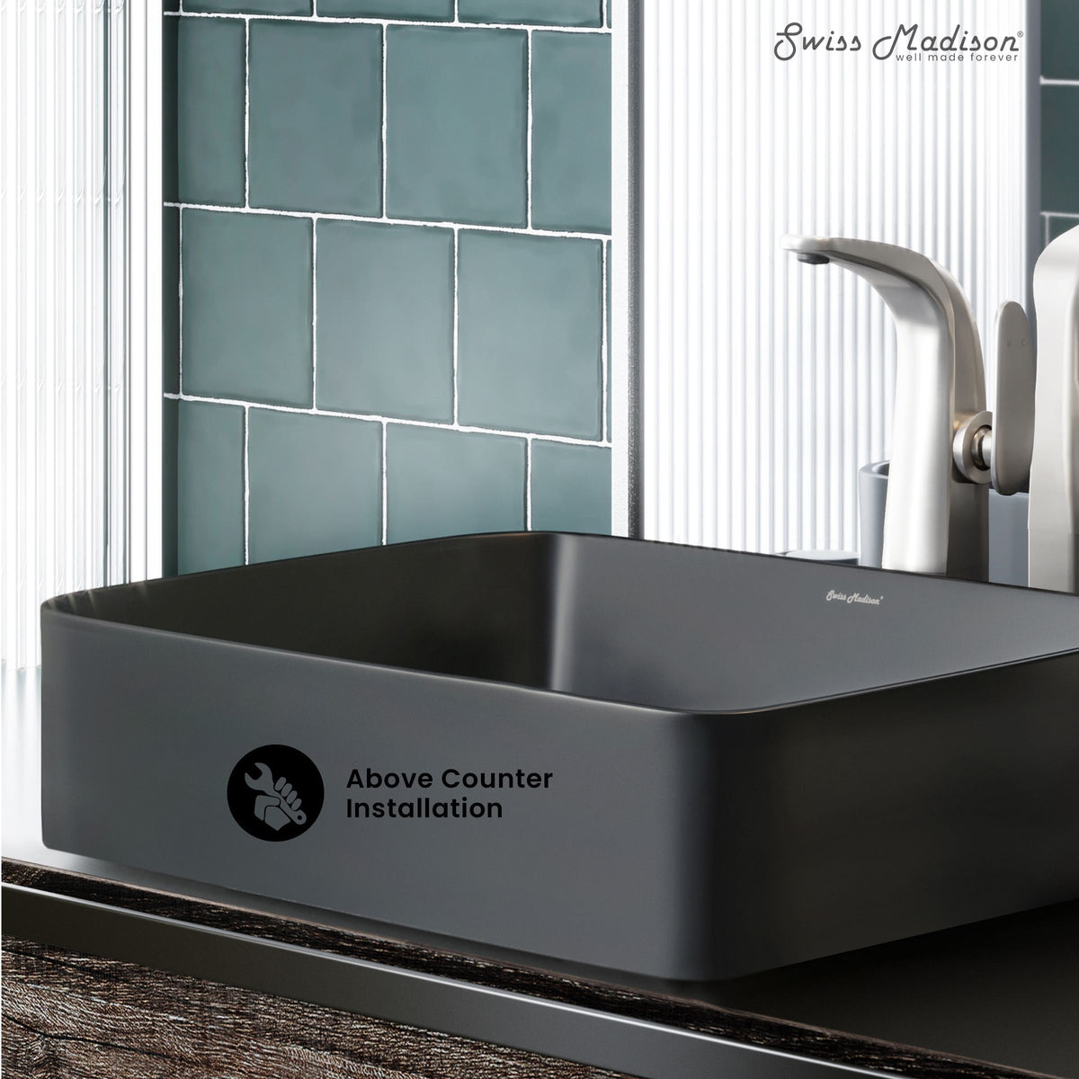 Concorde Rectangle Ceramic Vessel Sink, Matte Black U7V8 - product image 3