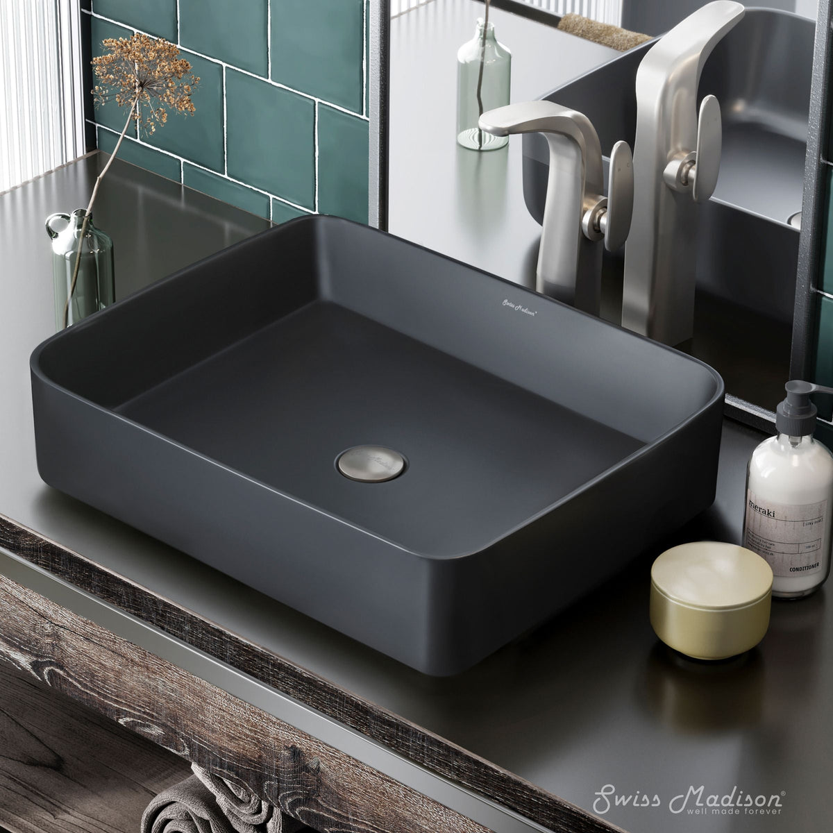 Concorde Rectangle Ceramic Vessel Sink, Matte Black U7V8 - product image 4