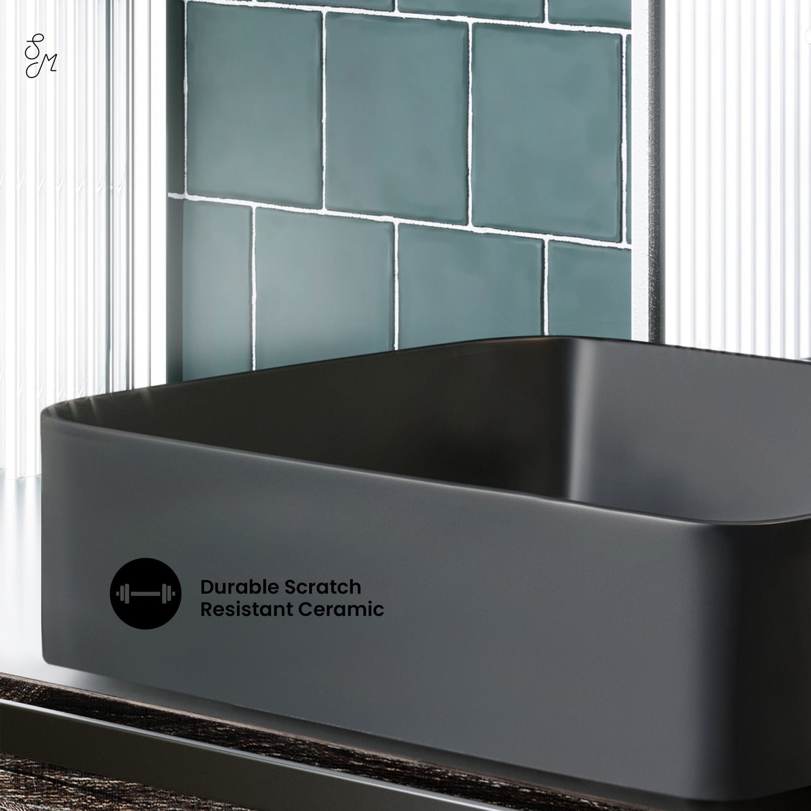 Concorde Rectangle Ceramic Vessel Sink, Matte Black U7V8 - product image 5