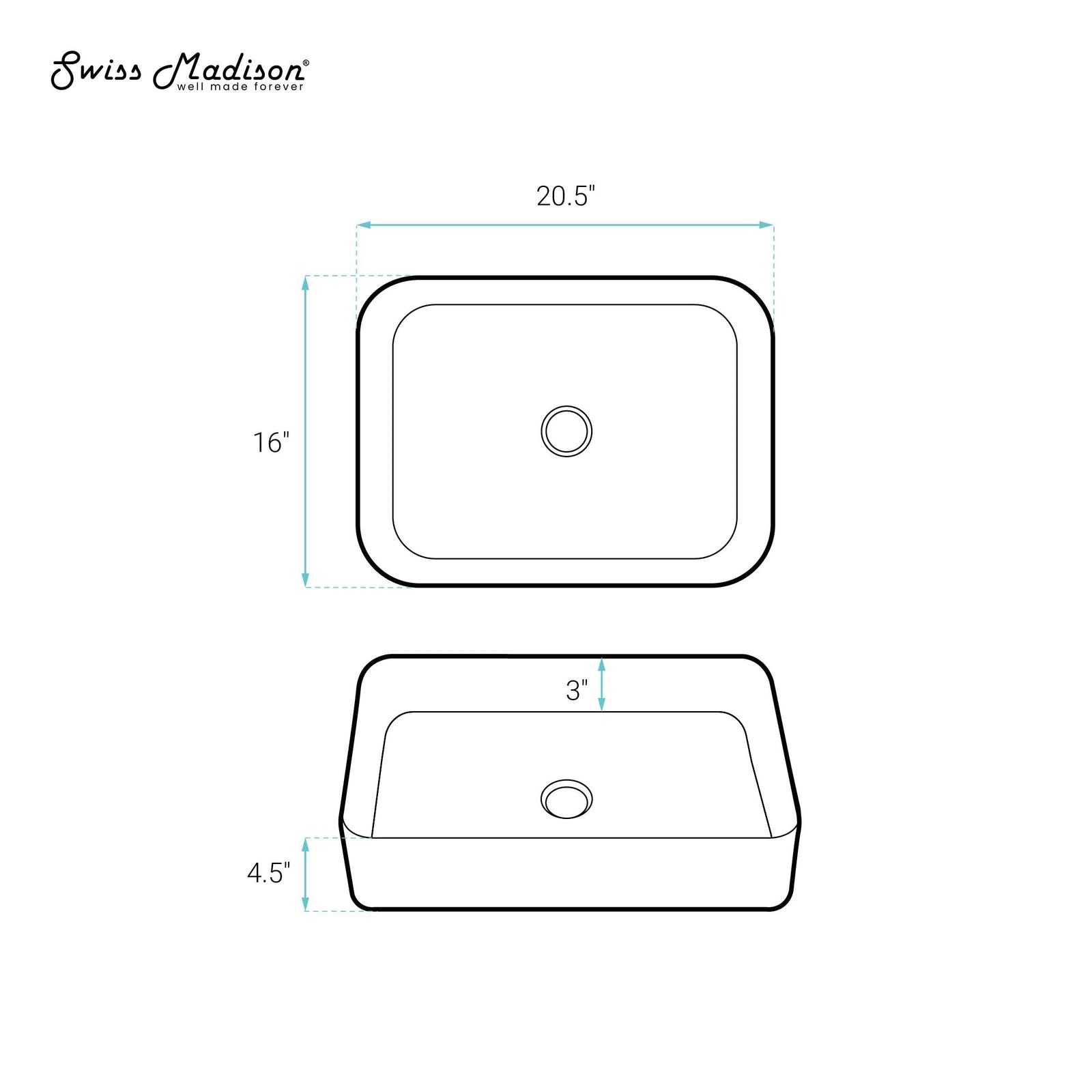 Concorde Rectangle Ceramic Vessel Sink, Matte Black U7V8 - product image 6