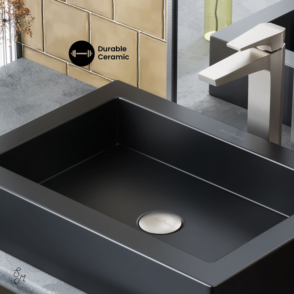 Voltaire Ceramic Rectangle Vessel Sink, Matte Black P1U6 - product image 2