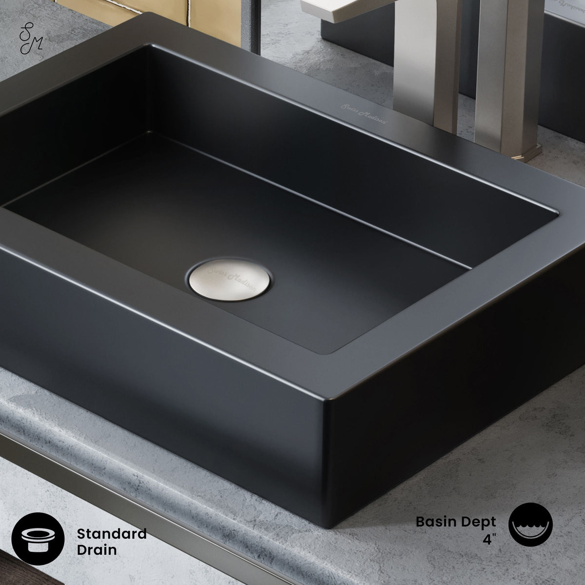 Voltaire Ceramic Rectangle Vessel Sink, Matte Black P1U6 - product image 3