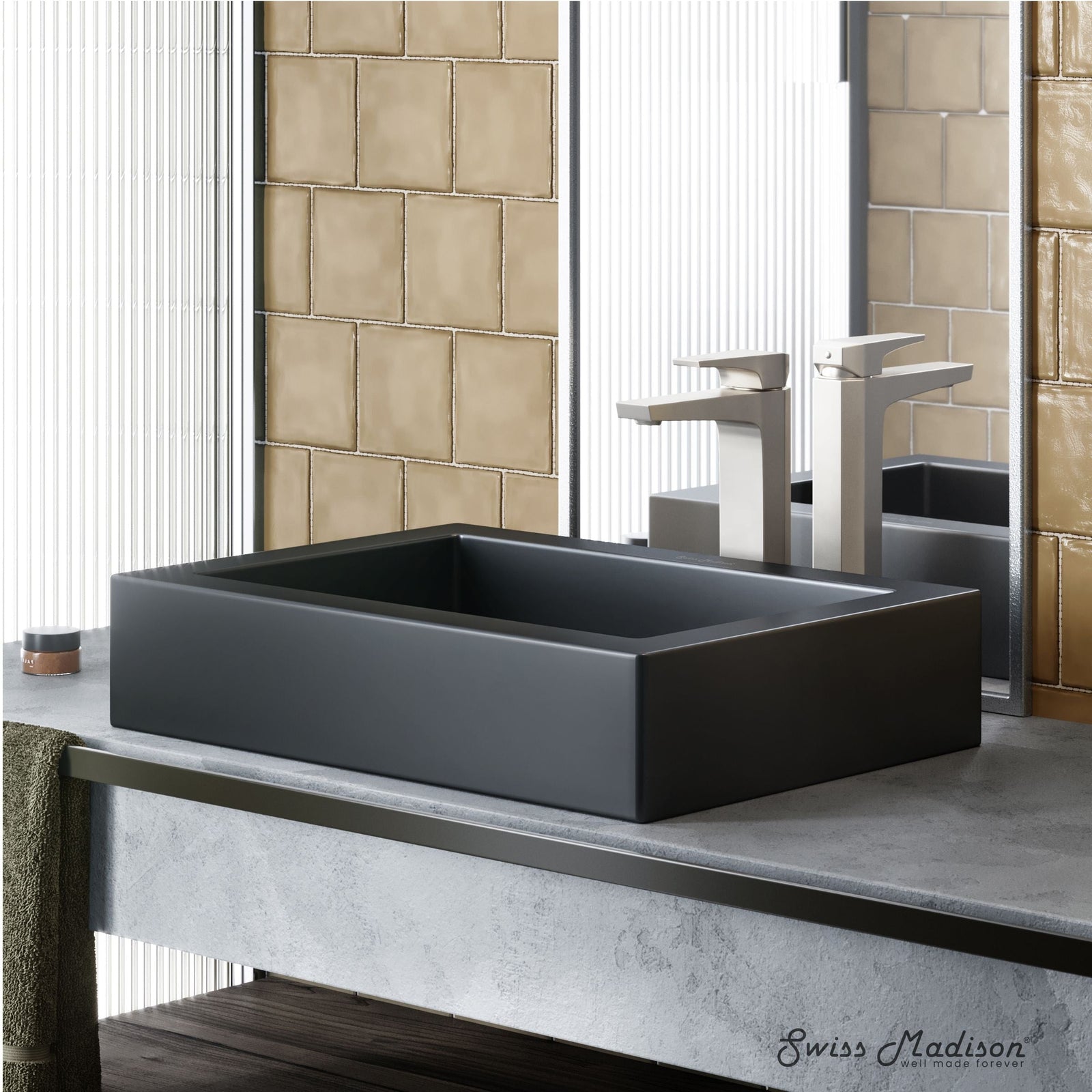Voltaire Ceramic Rectangle Vessel Sink, Matte Black P1U6 - product image 4