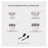Viva Stainless Steel Cookware Set, Dishwasher & Oven Safe, Pots and Pans Set, 10-pc Q4P3 - product image 2
