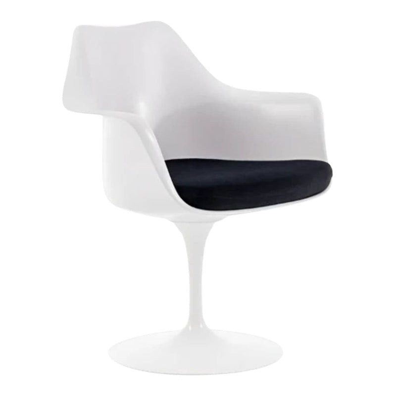 Me Home Tulip Chair with Arm, Fiberglass, Black E4Y0