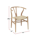 Me Home Wishbone Wood Dining Chair with Woven Seat, Natural S8P2 - product image 3