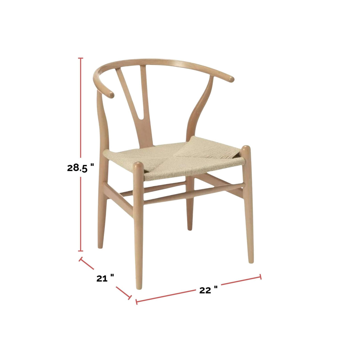 Me Home Wishbone Wood Dining Chair with Woven Seat, Natural S8P2 - product image 3