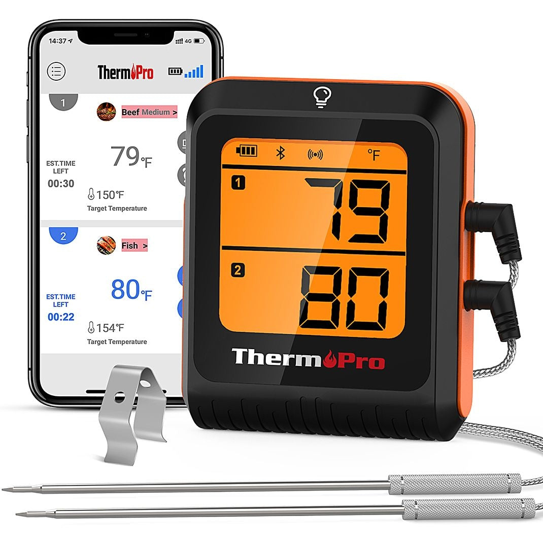 2-Probe Digital-Read Bluetooth Wireless Food & Meat Cooking Thermometer with Backlight Display & Rechargeable Battery O2Z1 - product image 1