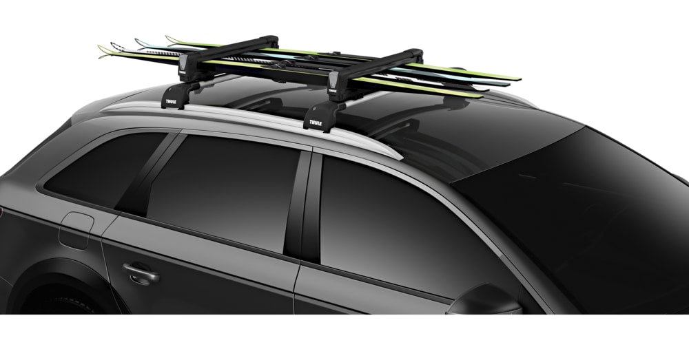SnowPack Stainless Steel Roof Top Mount Ski/Snowboard Rack, Large, Black, 2-pc X7L4 - product image 3