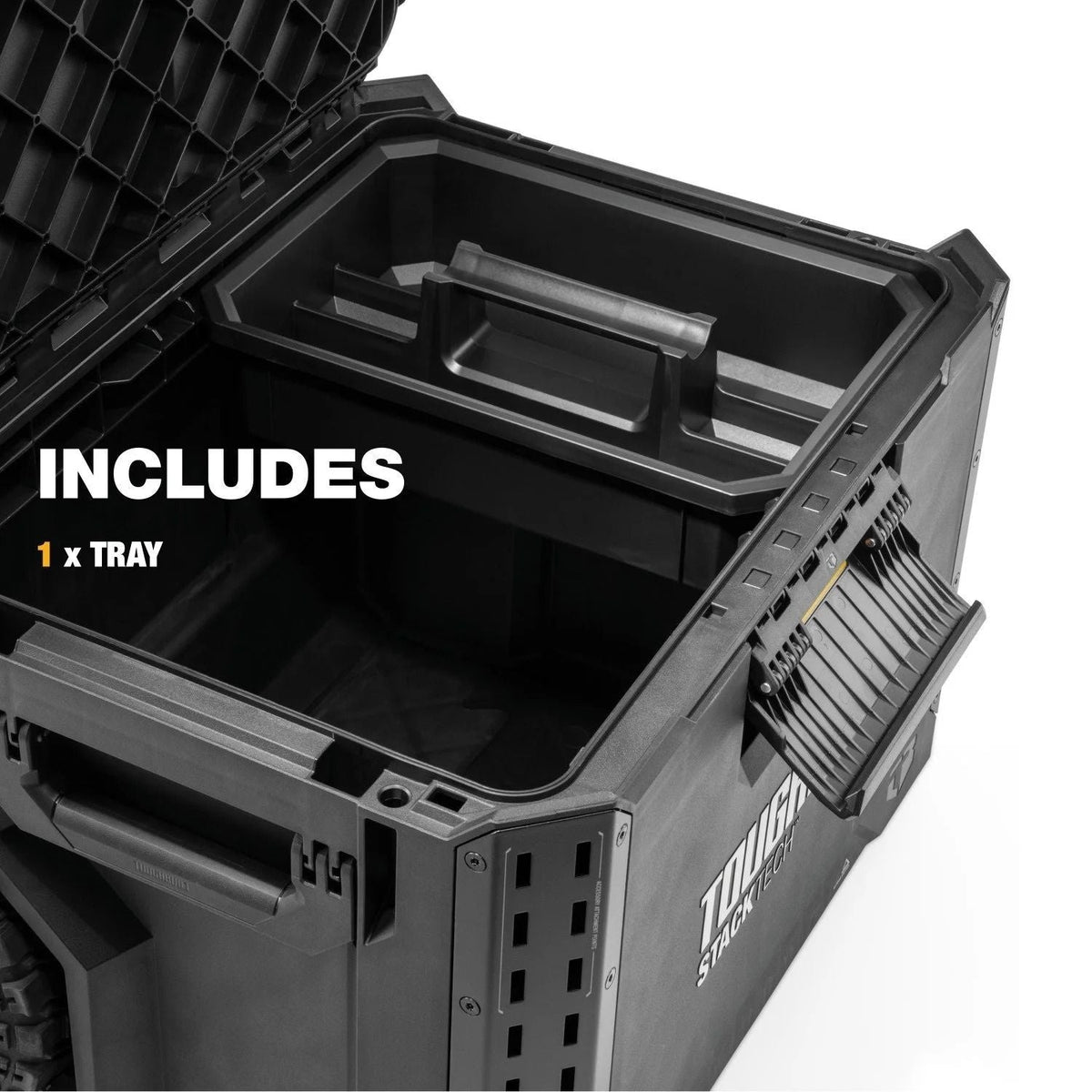 StackTech Portable Modular Plastic/Metal Rolling Tool Box with Handle and Inner Tray, IP65-Rated, Black N0C9 - product image 2