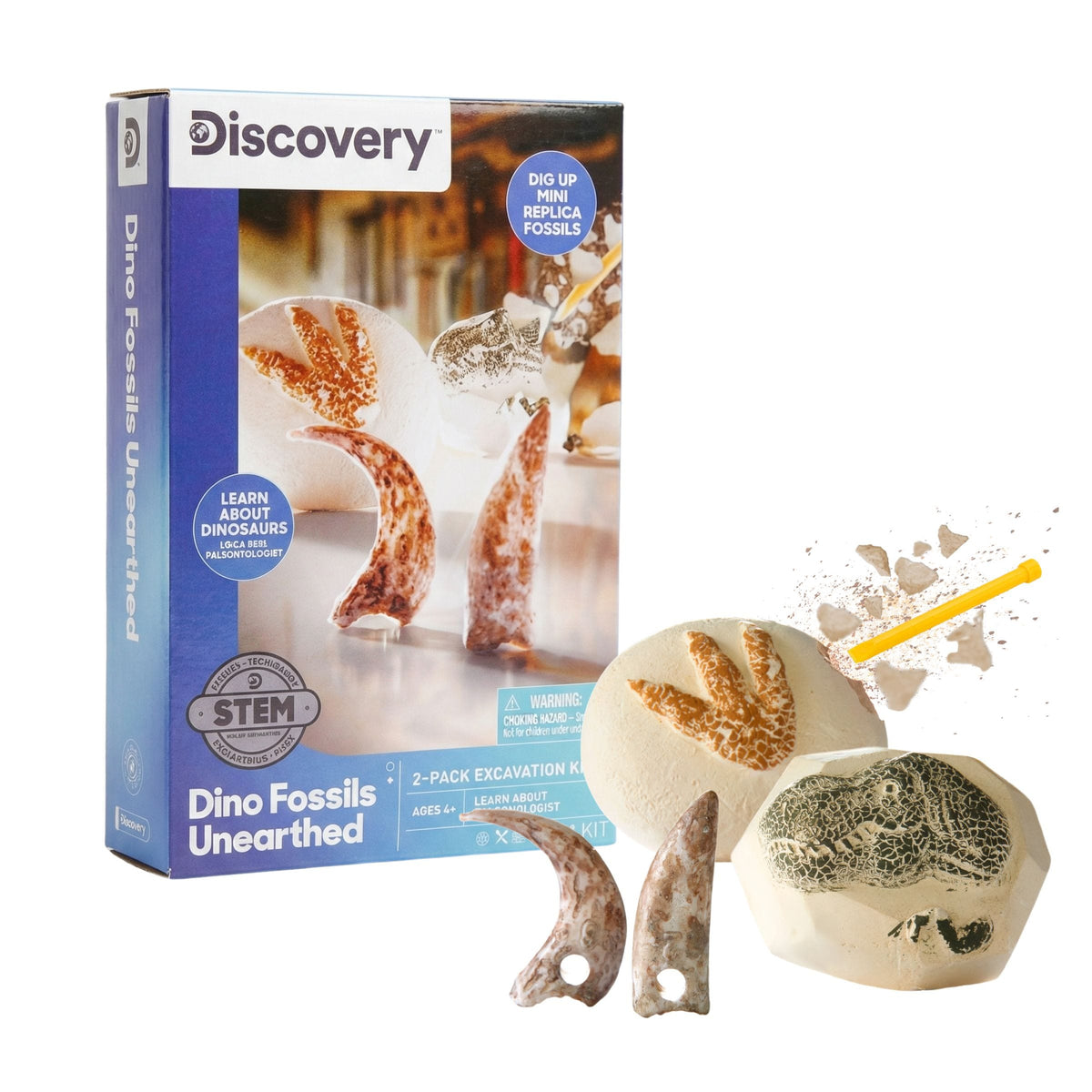 Toy Excavation Kit Mini Unearthed Dino Fossils 2pc E3E4 - product image 1