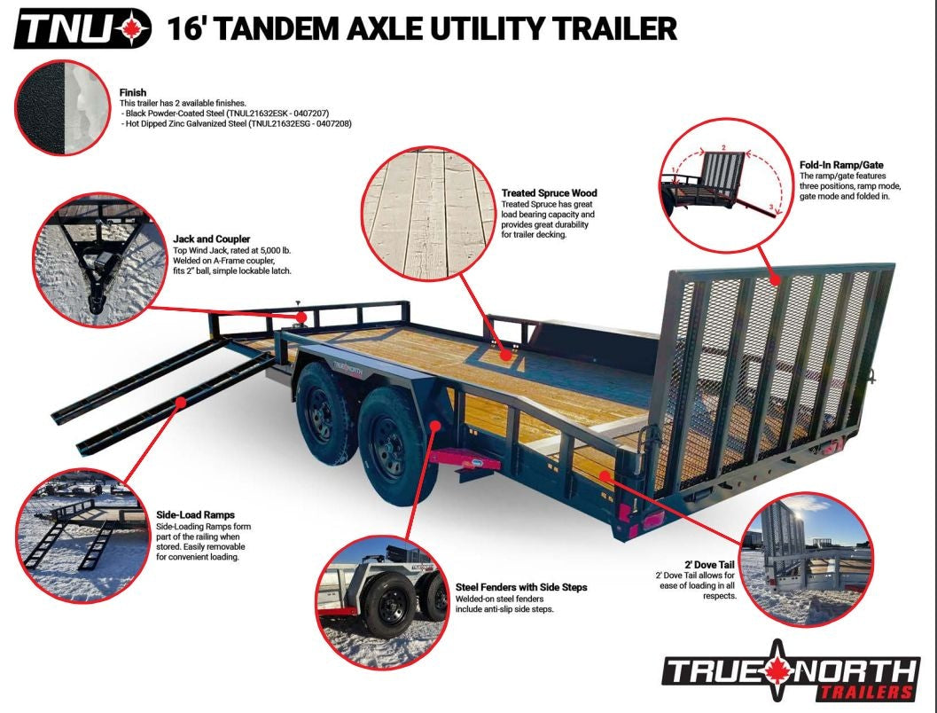 83-in x 16-ft Tandem Axle Utility Trailer, Black Q7J9 - product image 1