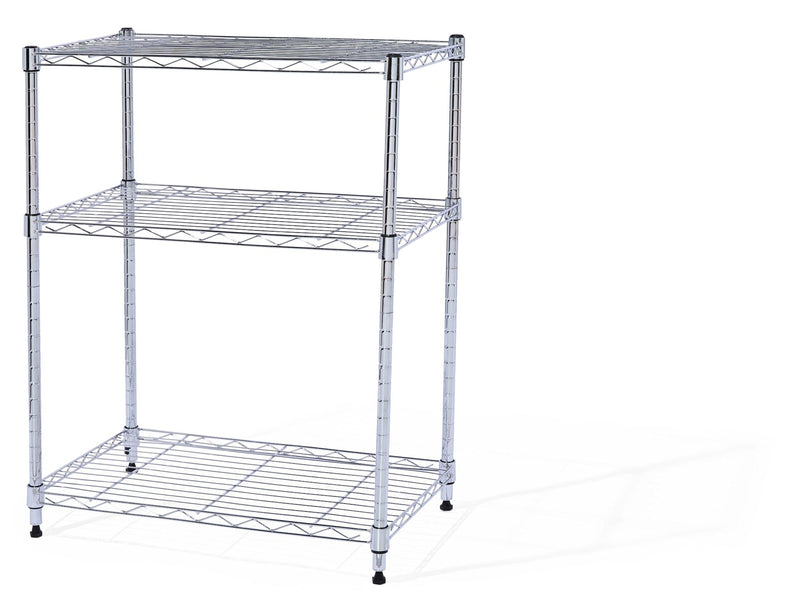 Type A 3-Tier Storage Rack, No Tool Assembly, Chrome O6I8