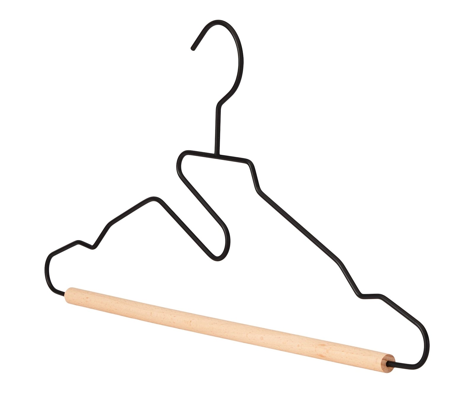 type A Metal Wire Hanger with Wooden Bar & Cutout, 3-pk O8L1 - product image 1