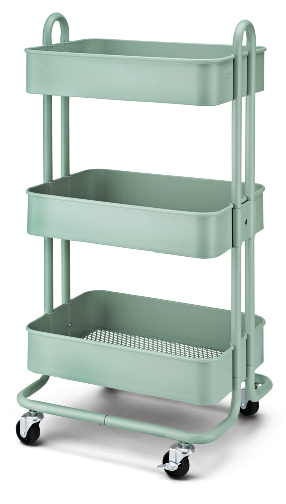 type A Momentum Steel 3-Tier Utility Cart with 4 Wheels, Eucalyptus Y9Q4
