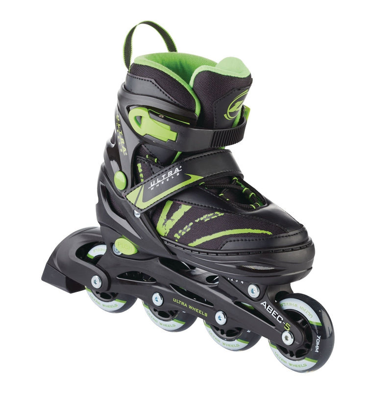 Wheels Adjustable Inline Skates, Green, Assorted Sizes R7Y2