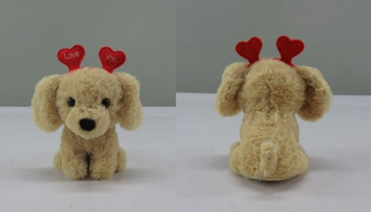 Valentine's Day Plush Dog with Heart Headband Gift for Valentine's/Anniversary Day, 6.5-in P3K9 - product image 1