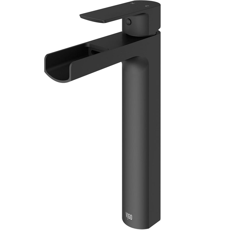 Amada Single Handle Vessel Sink Bathroom Faucet, Matte Black Q2X7