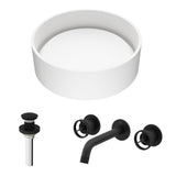Anvil MatteStone Round White Composite Bathroom Sink/Basin Set with Cass Wall Mount Faucet and Pop-Up Drain Y8D8 - product image 2