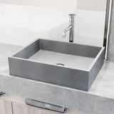 Coca Gothic ConcretoStone 19x15-in Deep Grey Bathroom Sink/Basin with Rectangular Vessel A0K9 - product image 5