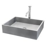 Coca Gothic ConcretoStone Grey Bathroom Sink/Basin Set with Cass Faucet and Rectangular Vessel D9M1 - product image 1