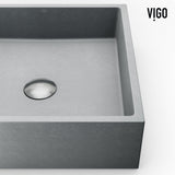 Coca Gothic ConcretoStone Grey Bathroom Sink/Basin Set with Cass Faucet and Rectangular Vessel D9M1 - product image 5