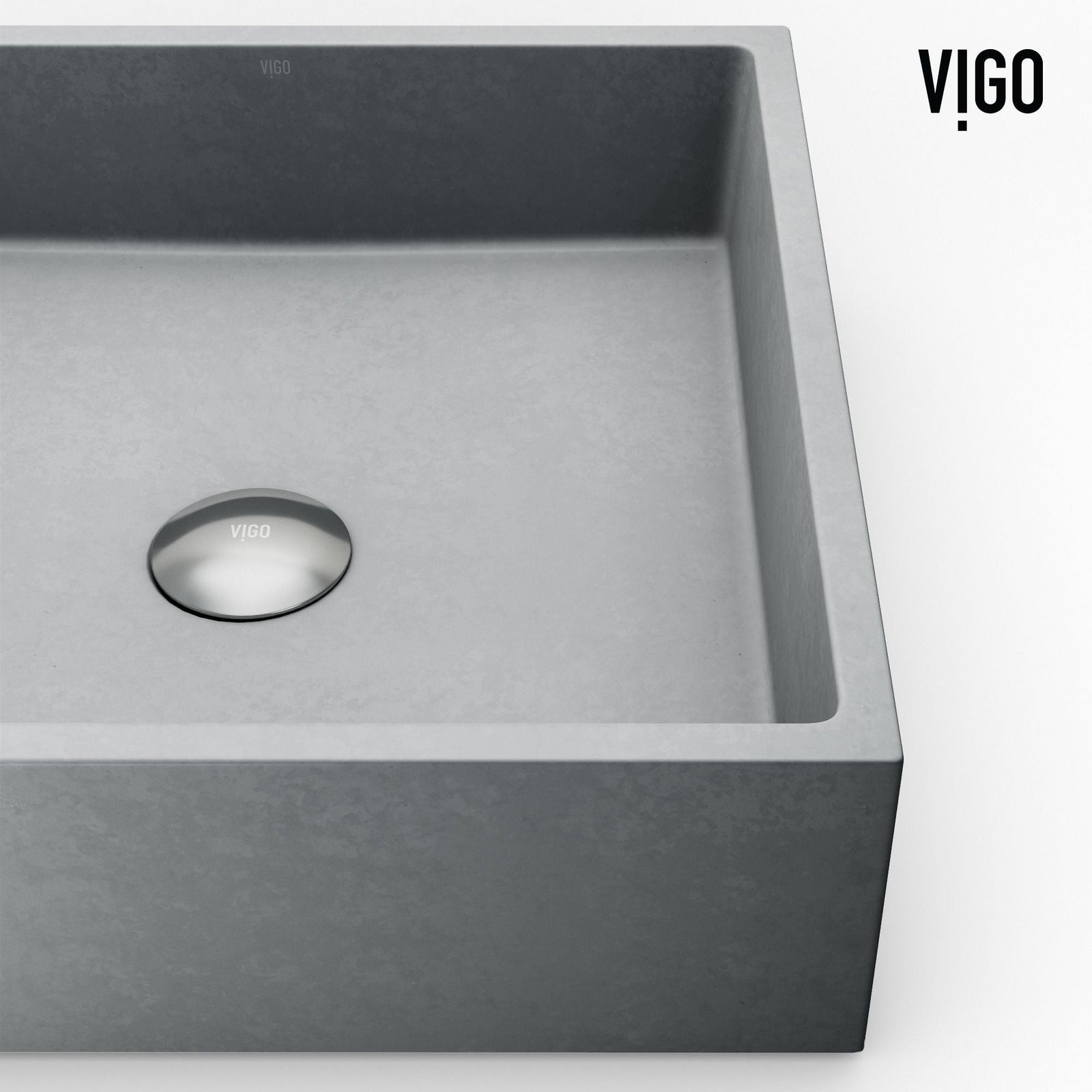 Coca Gothic ConcretoStone Grey Bathroom Sink/Basin Set with Cass Faucet and Rectangular Vessel D9M1 - product image 5