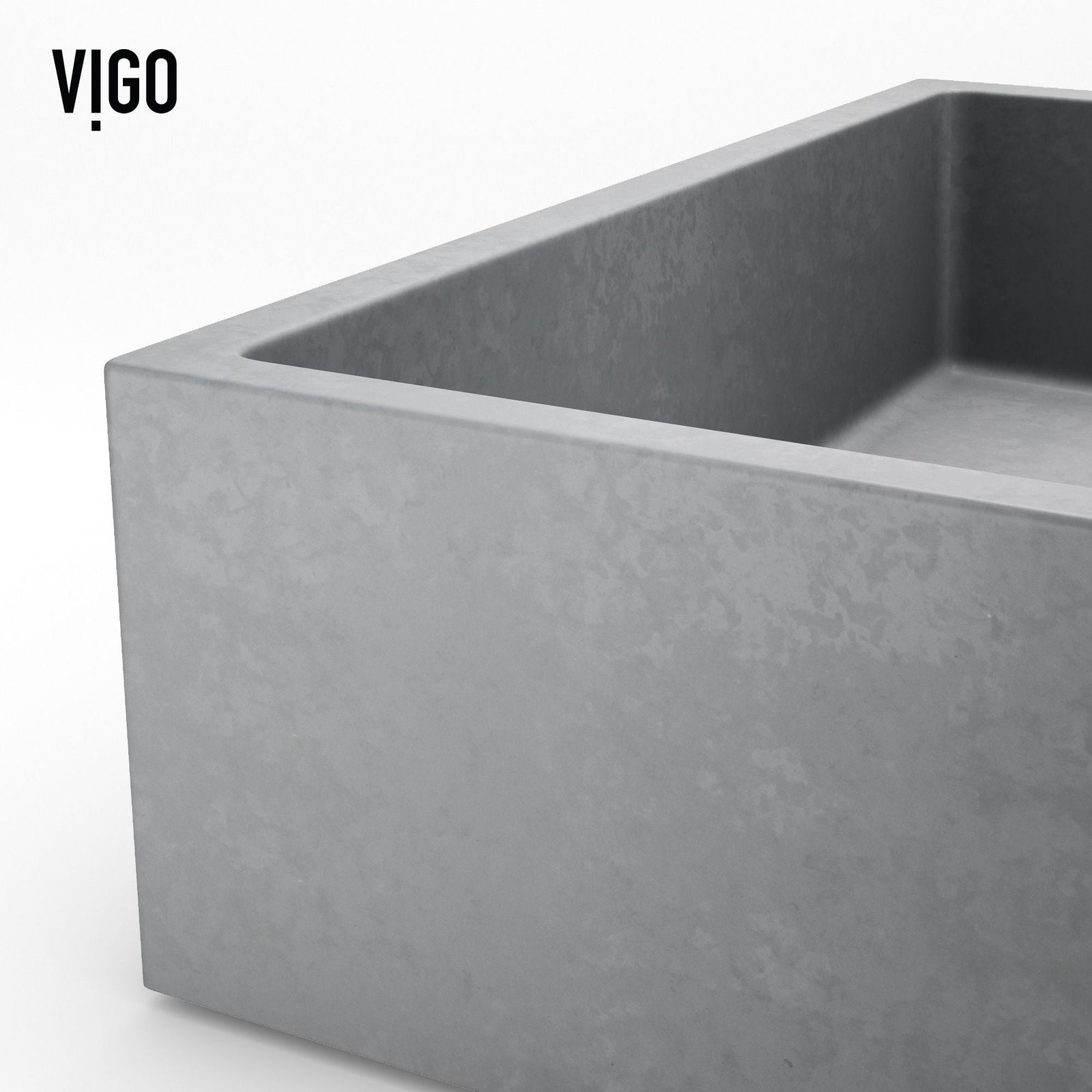 Coca Gothic ConcretoStone Grey Bathroom Sink/Basin Set with Cass Faucet and Rectangular Vessel D9M1 - product image 7