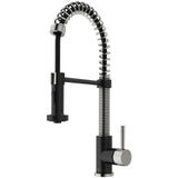 Edison Single Handle Pull Down Kitchen Faucet, Stainless Steel/Matte Black F4L9 - product image 1