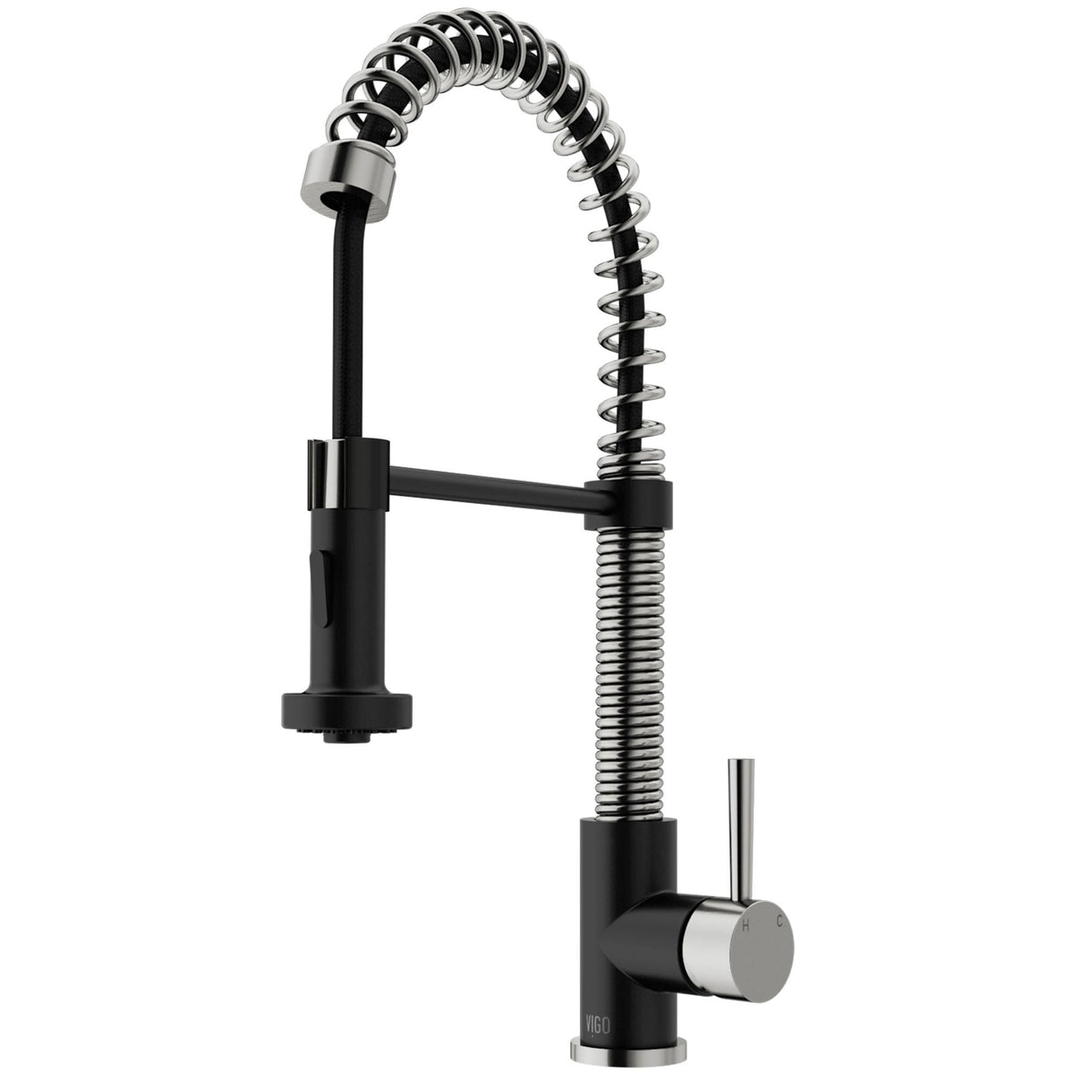 Edison Single Handle Pull Down Kitchen Faucet, Stainless Steel/Matte Black F4L9 - product image 2