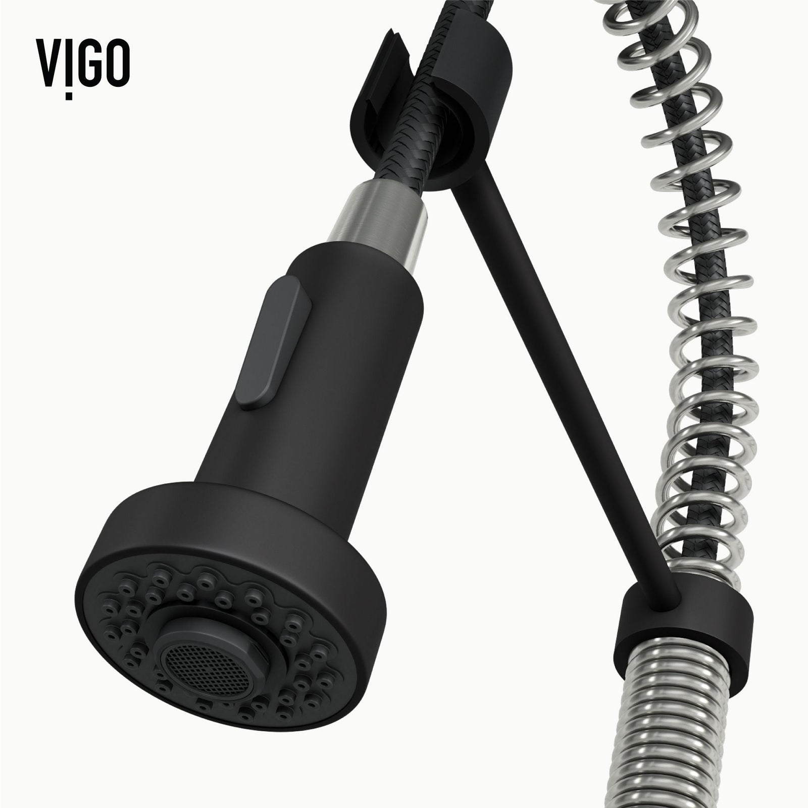 Edison Single Handle Pull Down Kitchen Faucet, Stainless Steel/Matte Black F4L9 - product image 3