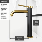 Glass Grey Onyx Bathroom Sink/Basin Set with Matte Gold Lexington Faucet and Rectangular Vessel S3B2 - product image 5