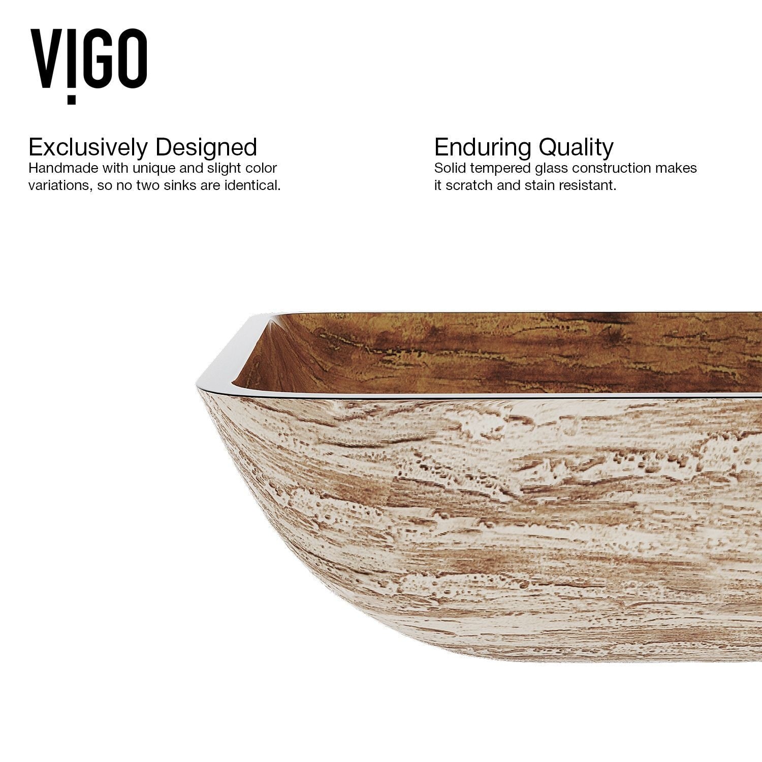 Glass Rectangular Vessel Bathroom Sink/Basin with Rounded Edges & Deep Bowl, Amber Sunset A2K8 - product image 3