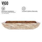 Glass Rectangular Vessel Bathroom Sink/Basin with Rounded Edges & Deep Bowl, Amber Sunset A2K8 - product image 5